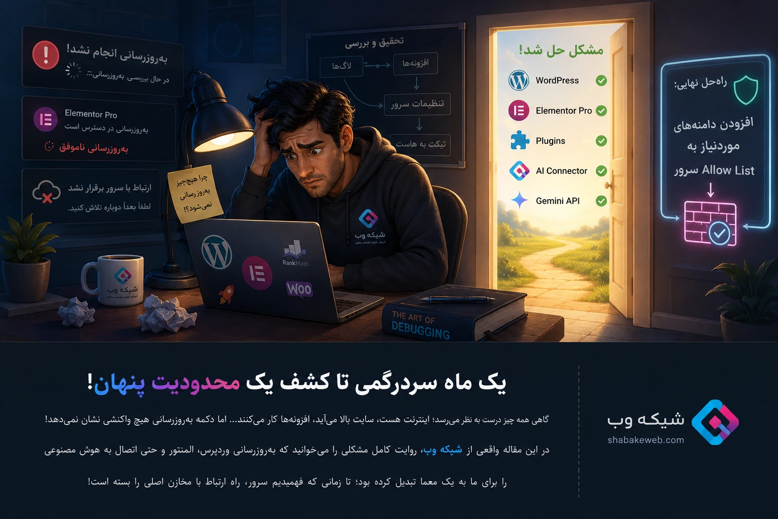 یک ماه بلاتکلیفی؛ چرا نه وردپرس بهروزرسانی میشد، نه المنتور؟ 1 اینفوگرافیک عیب یابی سرور شبکه وب